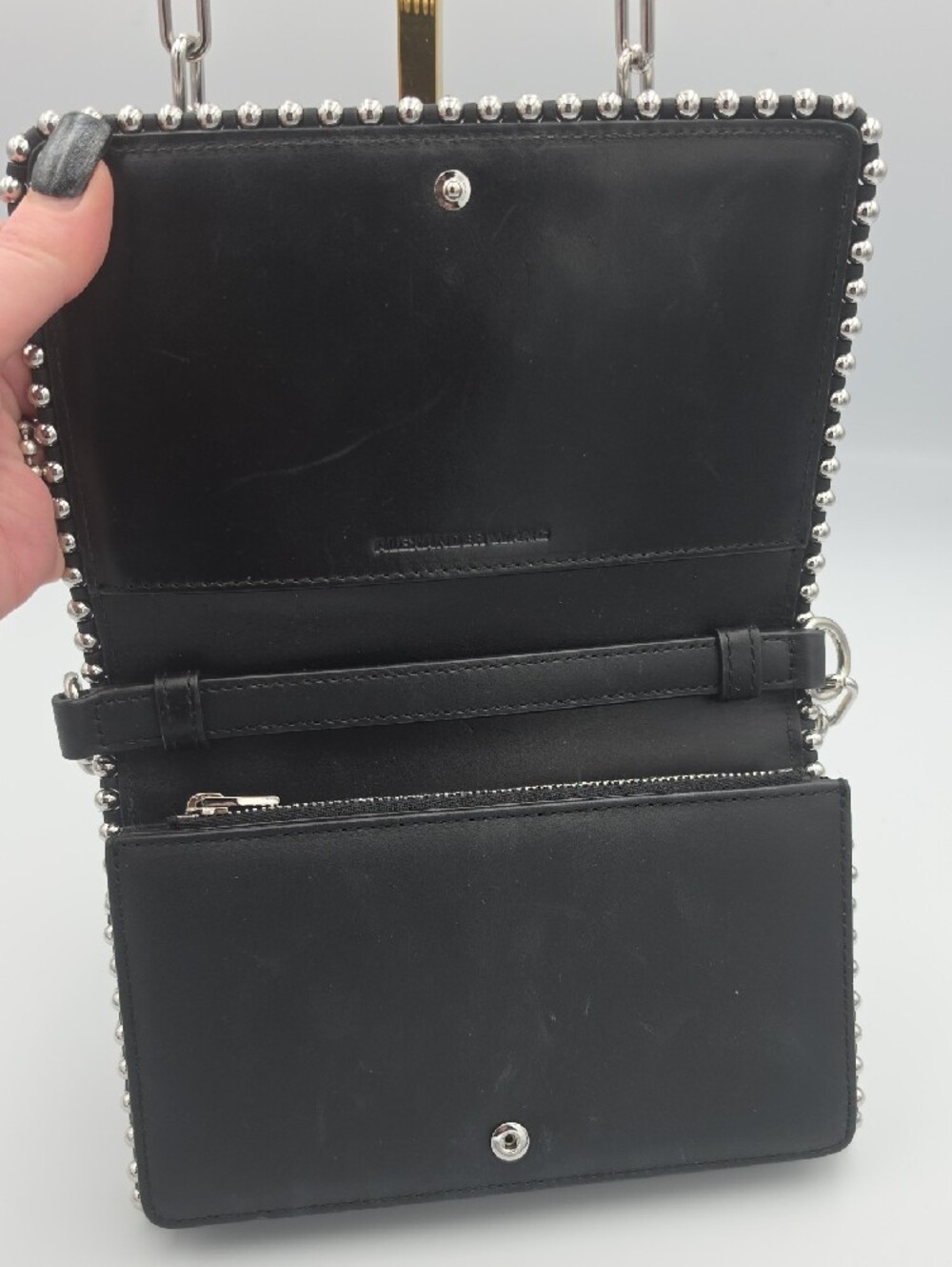 Alexander Wang Attica Biker Silver Chain Flap Stud Small Crossbody Bag (EUC)🖤🩶 - Picture 9 of 16